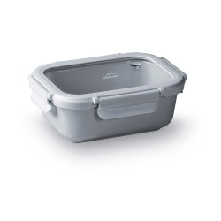 Fiambrera hermética de cerâmica retangular com tampa de vidro, 900 ml, cinza - Lacor