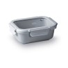 Fiambrera hermética de cerámica rectangular con tapa de cristal, 900 ml, gris - Lacor