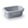 Fiambrera hermética de cerámica rectangular con tapa de cristal, 1150 ml, gris - Lacor