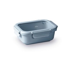 Fiambrera hermética de cerâmica retangular com tampa de vidro, 400 ml, azul - Lacor
