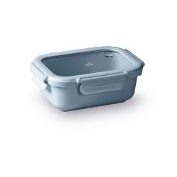 Fiambrera hermética retangular de cerâmica com tampa de vidro, 650 ml, azul - Lacor