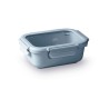 Fiambrera hermética de cerámica rectangular con tapa de cristal, 650 ml, azul - Lacor