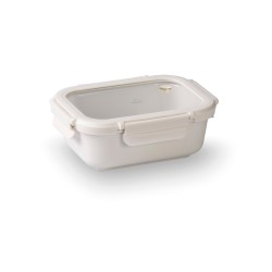 Fiambrera hermética de cerâmica retangular com tampa de vidro, 400 ml, branca - Lacor