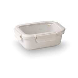 Fiambrera hermética de cerâmica retangular com tampa de vidro, 650 ml, branca - Lacor