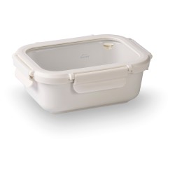 Fiambrera hermética de cerâmica retangular com tampa de vidro, 1150 ml, branca - Lacor