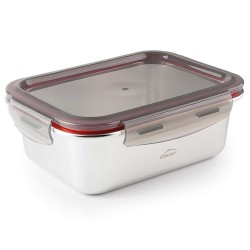 Fiambrera hermética de acero inoxidable rectangular Ecoinox, con tapa, 1800 ml - Lacor