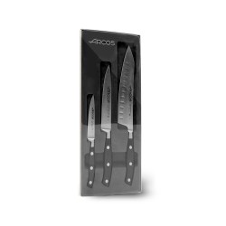 Set de 3 cuchillos lisos de acero inoxidable al nitrógeno, serie Riviera, 10, 14 y 20 cm - Arcos