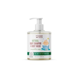 Champô ecológico e gel de banho para bebé sem perfume - Wooden Spoon