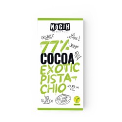 Chocolate ecológico 77% cacau com pistácios - Nogih
