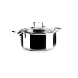 Panela de aço inox com tampa de vidro, triply natural, 24 cm - Ibili