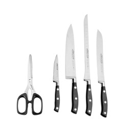 Conjunto de 4 facas de aço inoxidável ao nitrogénio + tesouras - Arcos