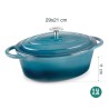 Panela de ferro fundido oval, 29 cm, cor azul - Lacor