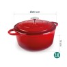 Panela de ferro fundido, 20 cm, cor vermelha - Lacor