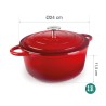 Panela de ferro fundido, 24 cm, cor vermelha - Lacor