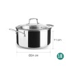 Panela de aço inoxidável com tampa, trichef, 24 cm - Lacor