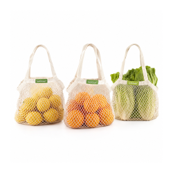 Pack 3 bolsas reutilizáveis de malha de algodão orgânico - Bobbibags