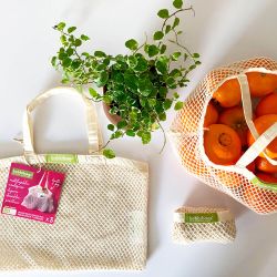 Pack 3 bolsas de malla de algodón orgánico con asas - bobbibags