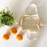 Pack 3 bolsas de malla de algodón orgánico con asas - bobbibags